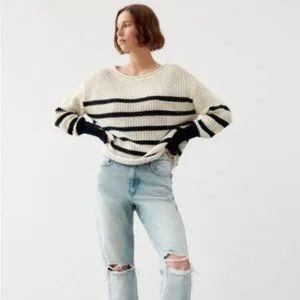 Zara oversized striped knit Sweater ML